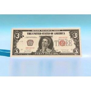 2004 Slick Times Three Dollar United States Bank Note Humorous Funny Money
